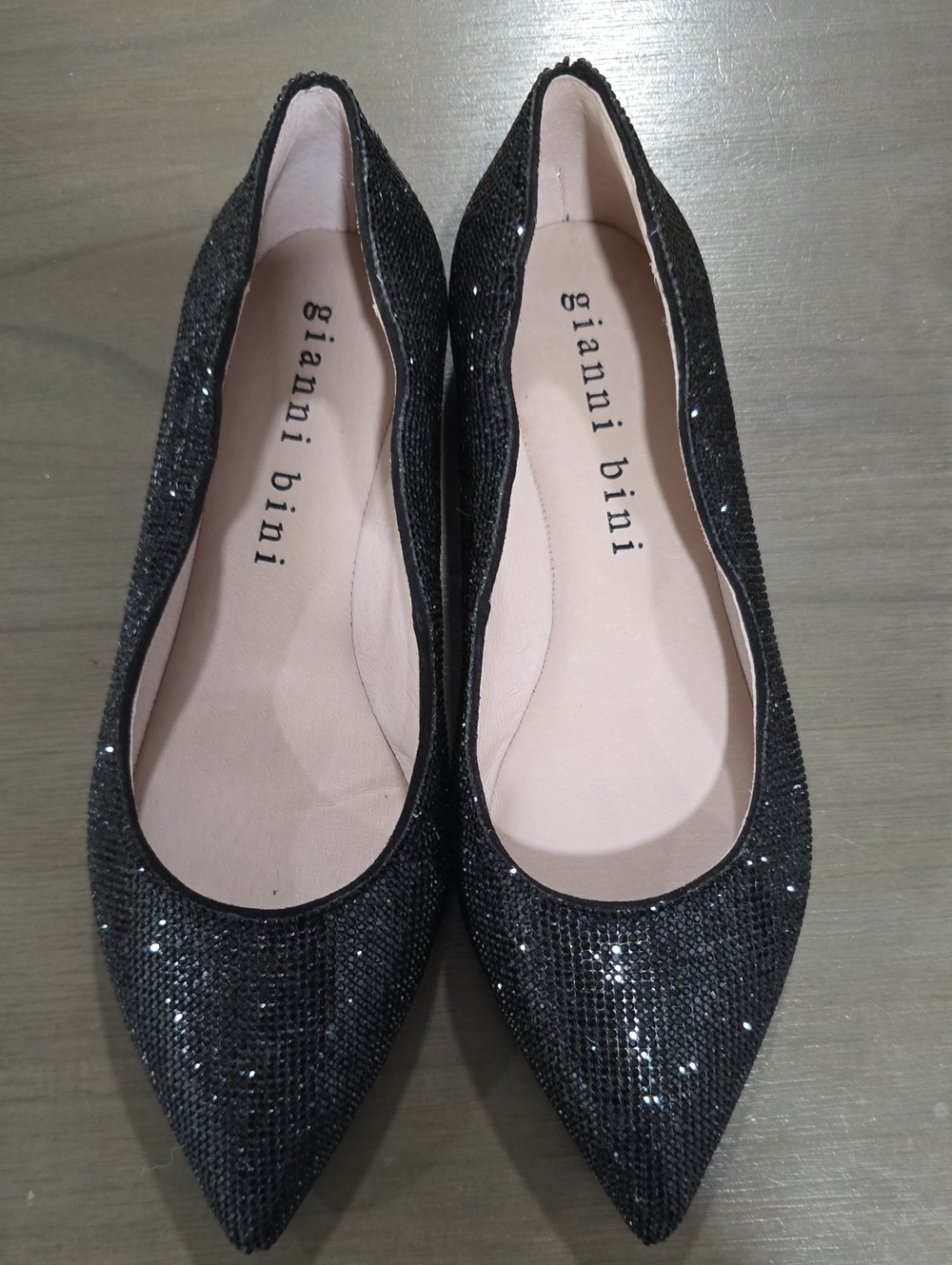 Gianni Bini Black Sequin Pointed Toe Flats